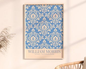 William Morris Blue Leafs Digital Art Print - Vintage Botanical Wall Decor Instant Download