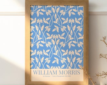 William Morris Blue Leafs Digital Art Print - Vintage Botanical Wall Decor Instant Download