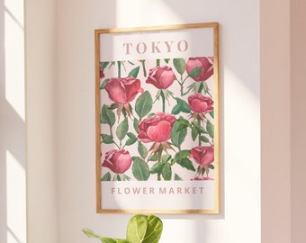 Tokyo Flowers Art Print - Aesthetic Room Decor, Unique Floral Illustration