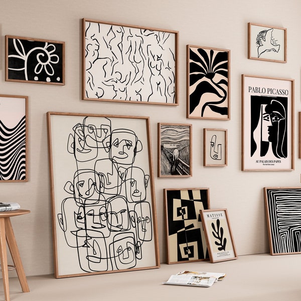 500+ zwart-wit afdrukbare kunstontwerpen - Matisse geïnspireerde galerijkunstafdrukken - Instant Download - Home Decor