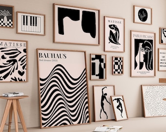 200+ Black and White Printable Art Designs - Matisse Inspired Gallery Art Prints - Instant Download - Home Decor