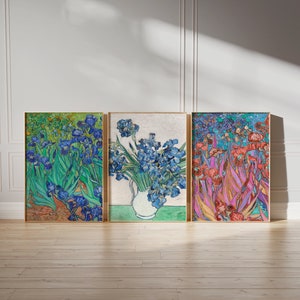 Set of 3 Van Gogh's Botanical Bloom: Set of 3 Aesthetic Digital Downloads, Unique Art Collection for Sophisticated Room Decor