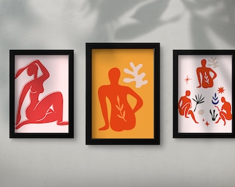 Set of 3 Matisse-Inspired Artistic Visions: Digital Downloads for Aesthetic Room Decor