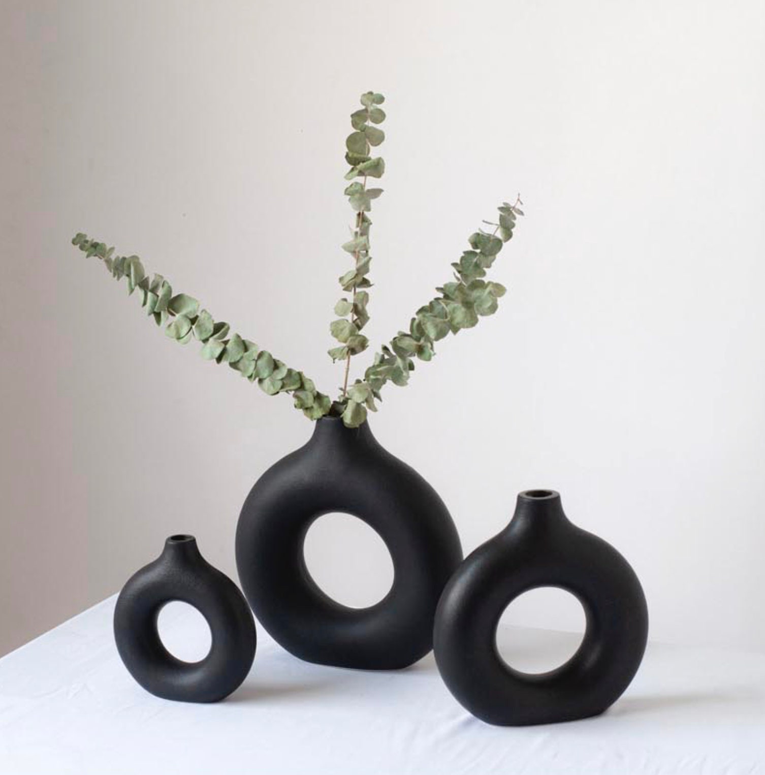 Black Donut Vase Donut Nordic Decor Nordic Vase Skandinavische Etsy