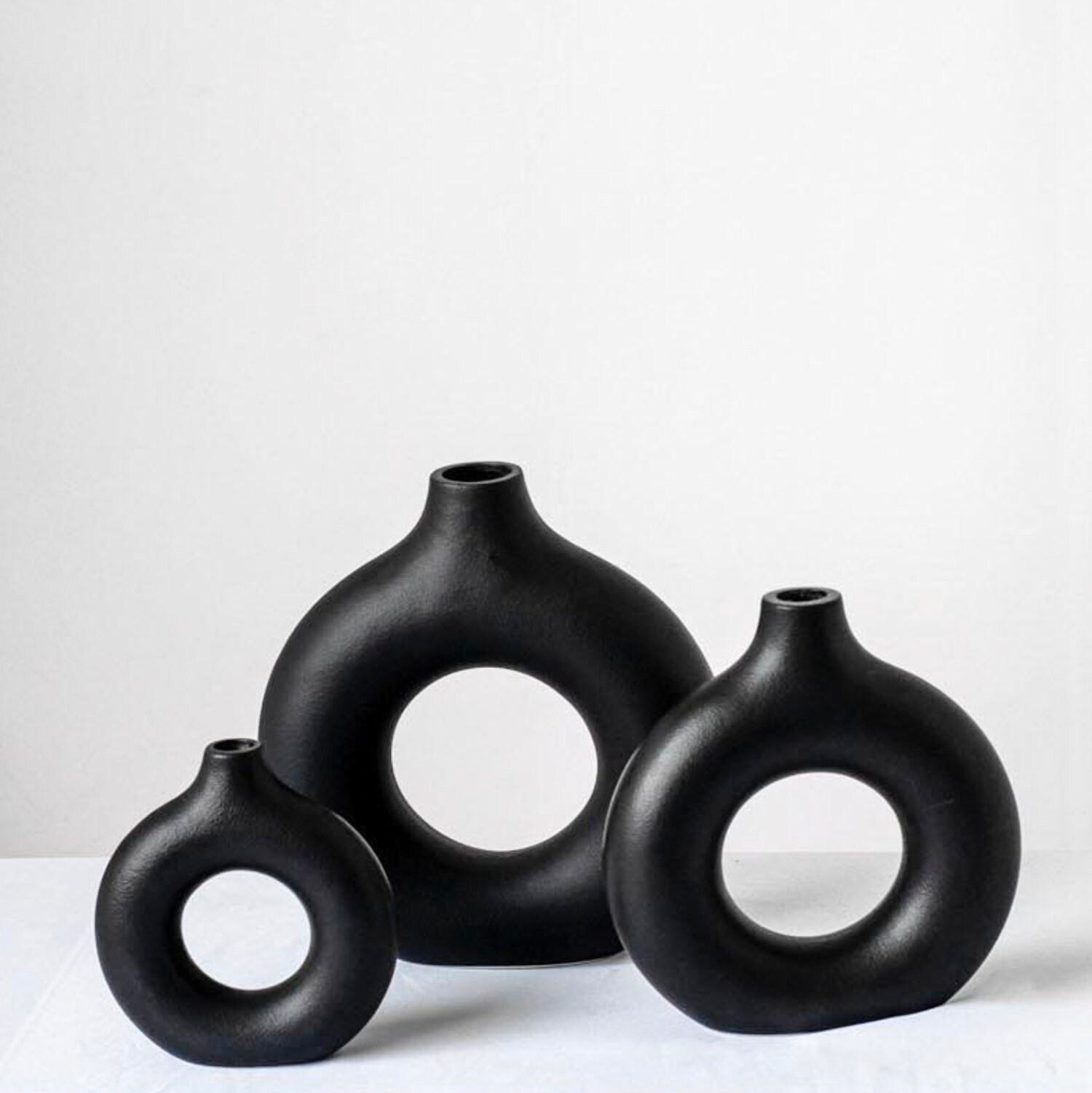 Black Donut Vase Donut Nordic Decor Nordic Vase Skandinavische Etsy