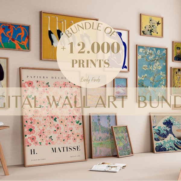 Oltre 12.000 stampe d'arte vintage stampabili per la decorazione domestica - Set di gallerie eclettiche - MEGA BUNDLE Set di 12.000 stampe d'arte - Decorazione da parete di gallerie eclettiche