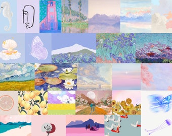 150+ Digital Downloads Dreamy Visions: Pastel Photo Collage Kit Aesthetic Floral Paintings, Matisse-Inspired Illustrations
