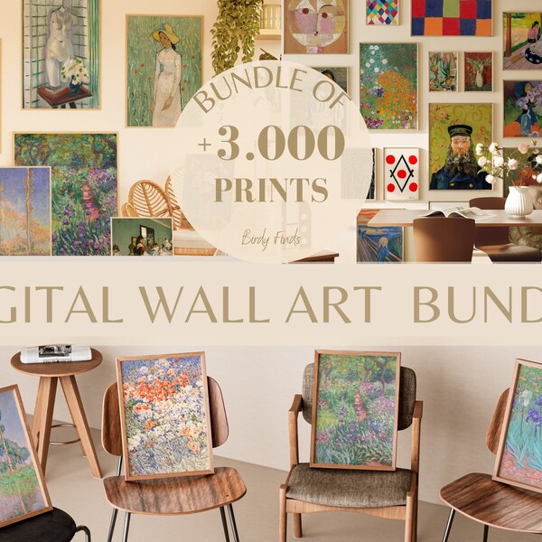 3.000+ Printable Vintage Art Prints for Home Decor - Eclectic Gallery Set - MEGA BUNDLE 3.000 Art Prints Set - Eclectic Gallery Wall Decor