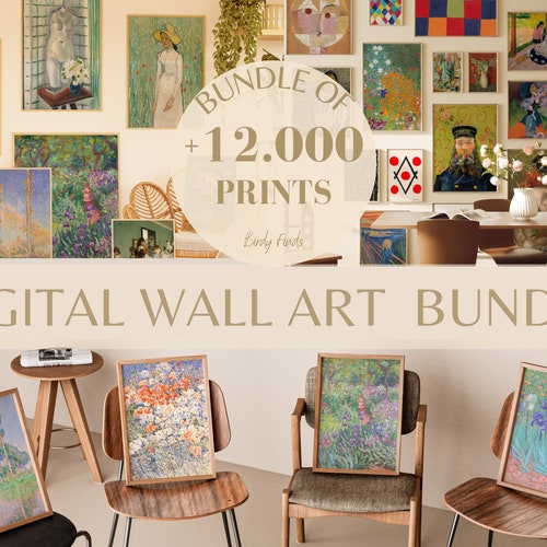 12.000+ Printable Vintage Art Prints for Home Decor - Eclectic Gallery Set - MEGA BUNDLE 12.000 Art Prints Set - Eclectic Gallery Wall Decor