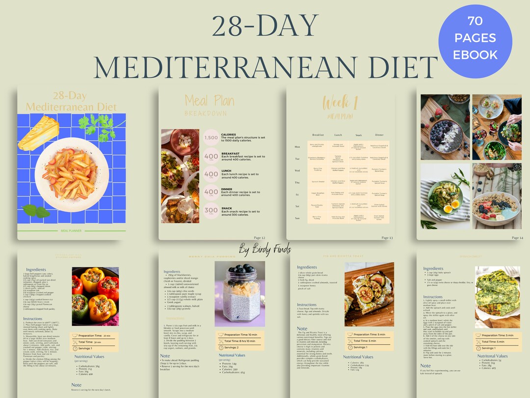 28-day Meal Planner, Recipes, &amp; Nutritional Ebook: Mediterranean Diet ...