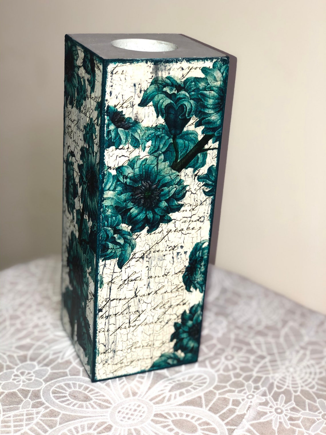 Candle holder handmade candle holder decoupage candle Etsy