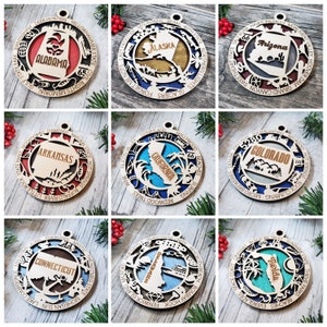 Wood State Ornaments - Christmas Ornaments