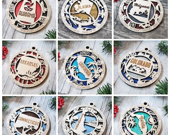 Wood State Ornaments - Christmas Ornaments