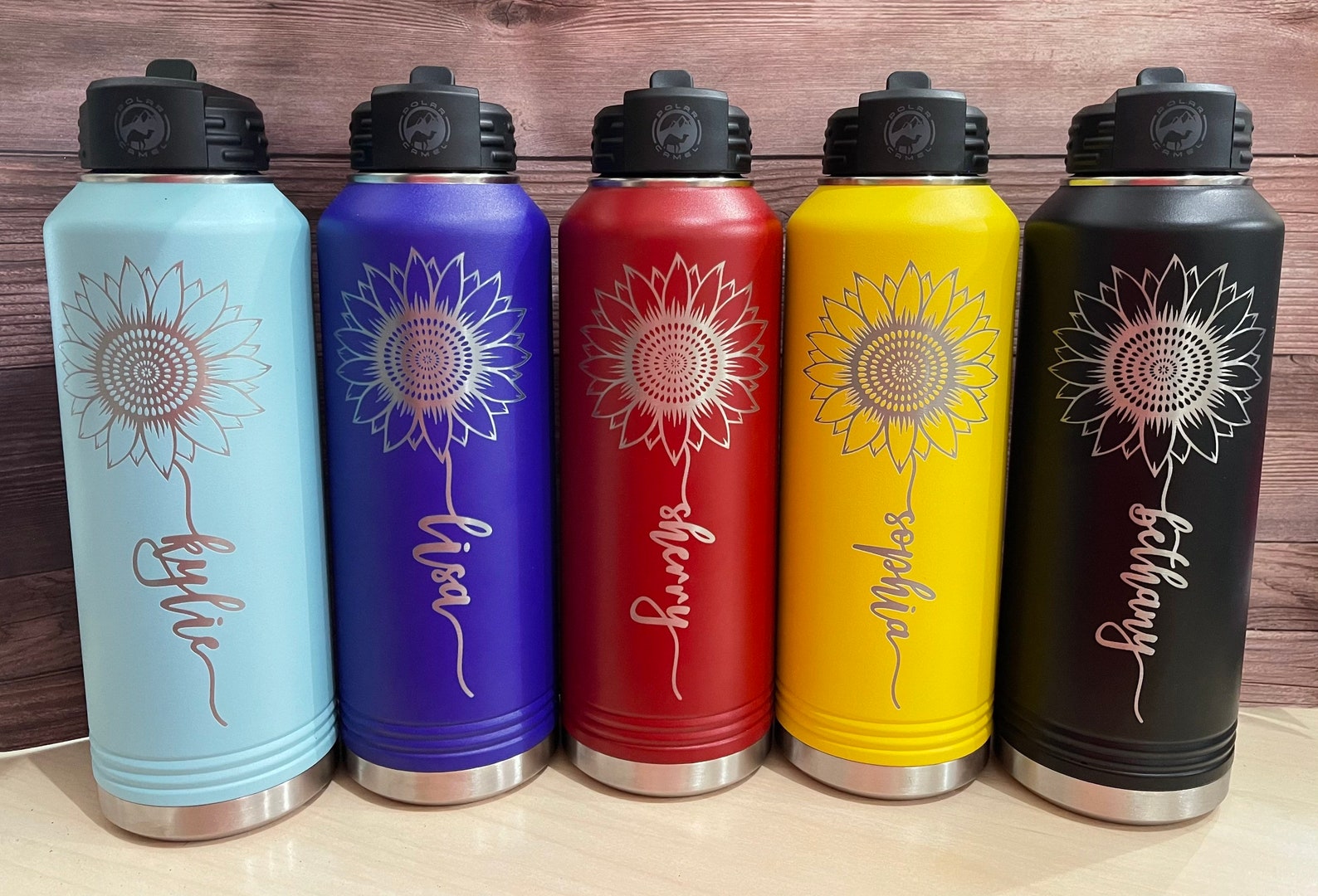 40oz. Polar Camel Water Bottle Engraved Sunflower with Custom | Etsy
