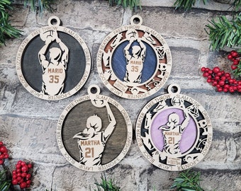 Wood Basketball Ornaments - Basketball Christmas Ornaments - Male and Female Options!