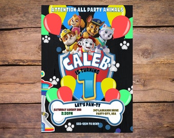 Turning 1 (One) Paw Invitation | Editable Kids Birthday Invitation | Let's Paw-ty Birthday Invitation | Canva Invite Instant Download