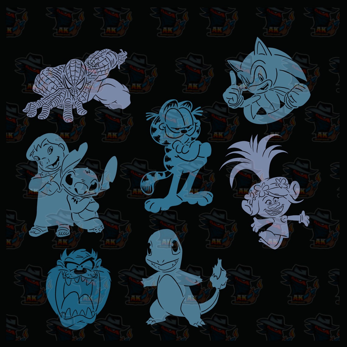 100 Cartoon anime Stencil Image Pack for Cricut or Other Machine Cutter Svg - Etsy