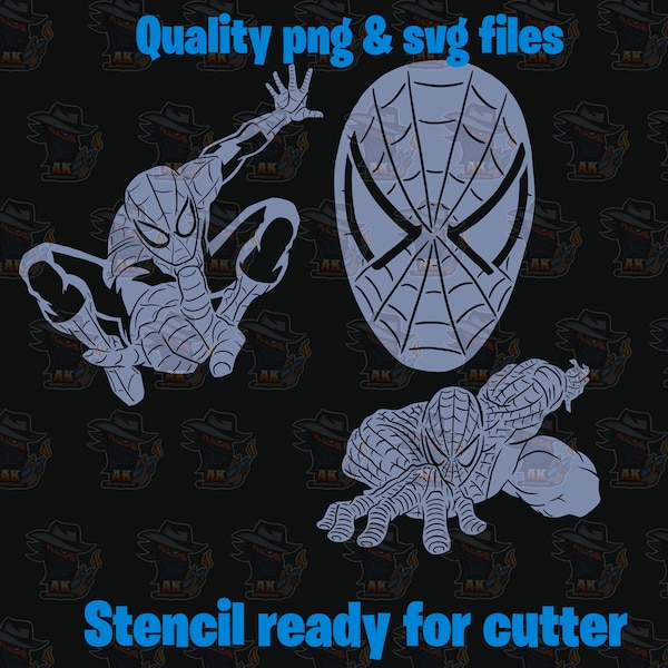 Spider-man paint stencil image pack for Cricut or Laser cutter- png svg