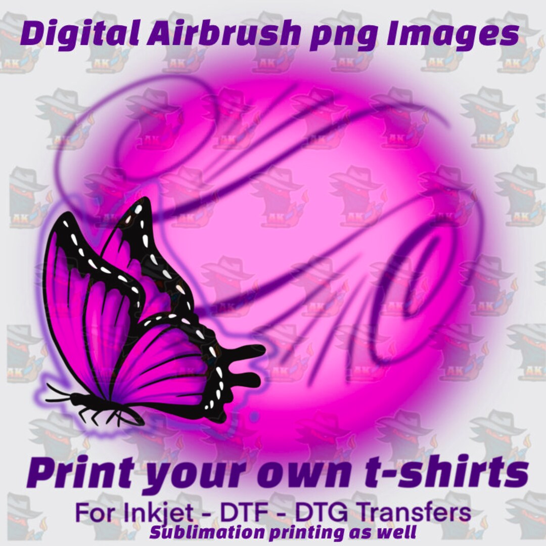 Digital Airbrush Butterfly Inkjet/dtf/dtg Sublimation Print Transfer ...