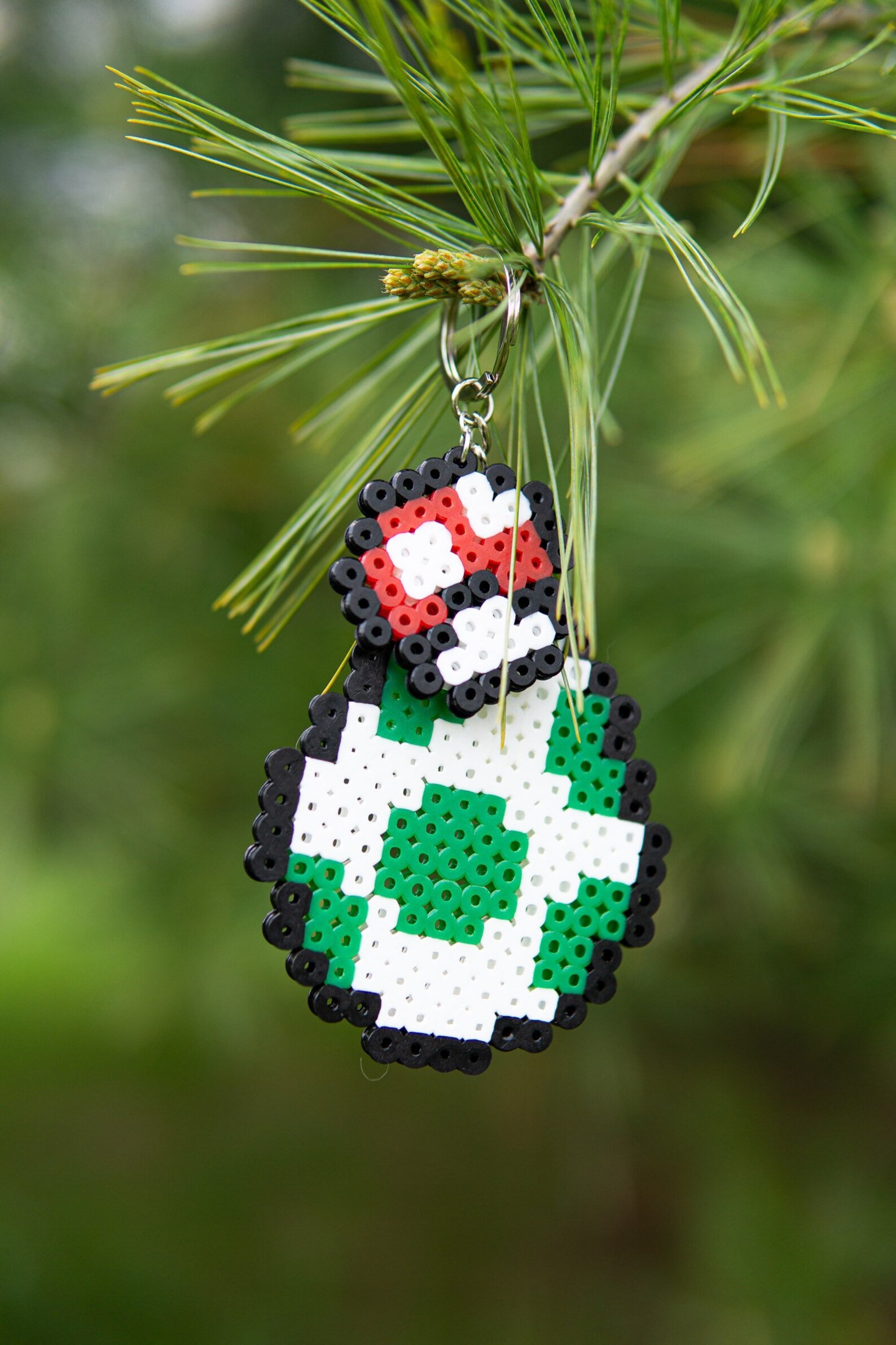 Handmade Perler Bead Yoshi Egg Keychain with Mini Mario Etsy