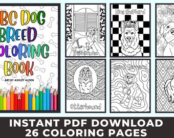 ABC Dog Breed Coloring Book Digital Download