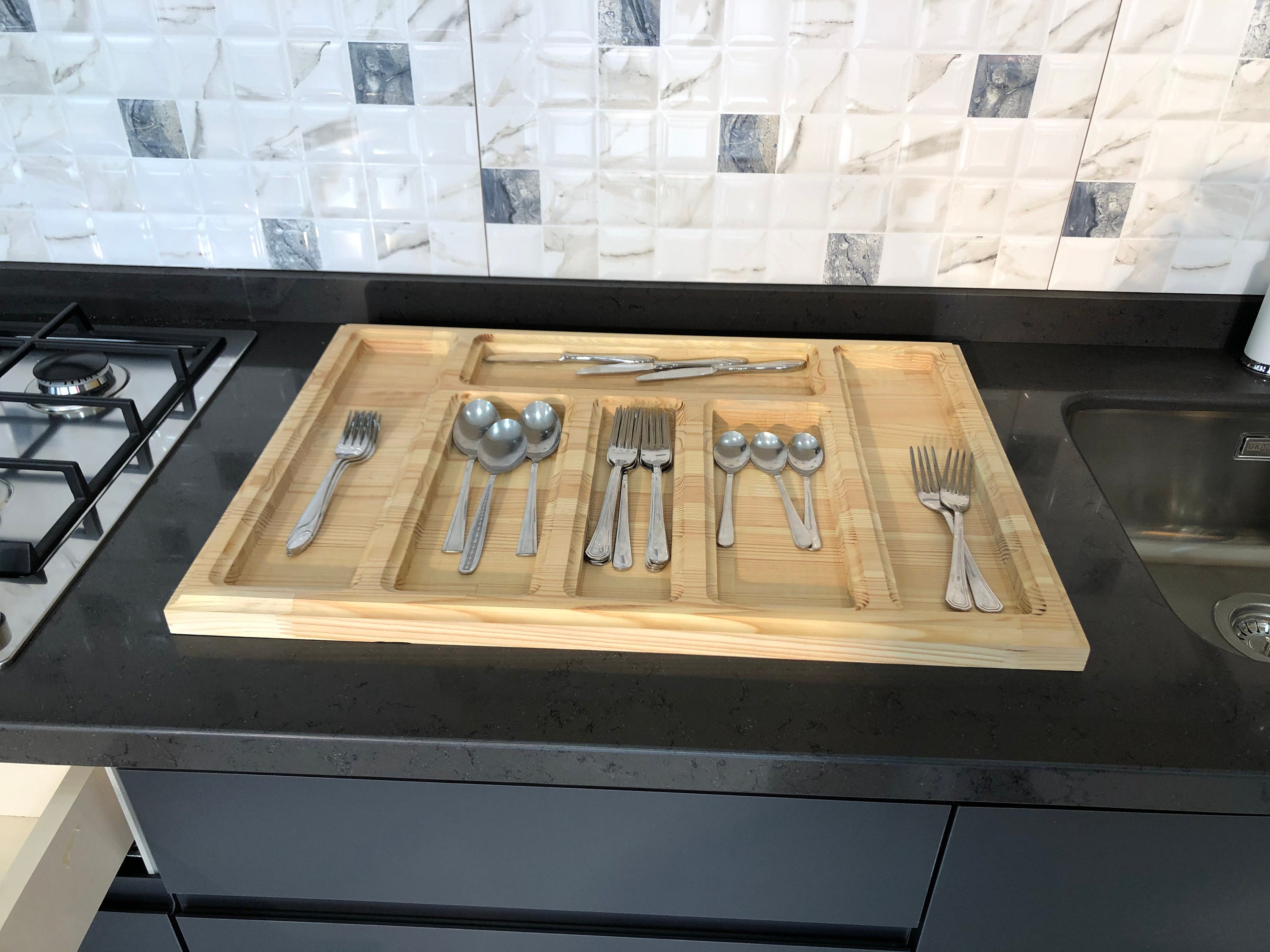 Handmade spoon holder for kitchen Made of wood. We Etsy