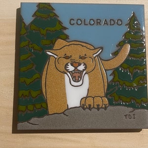 Art Tile Ceramic Trivet Cleo Teissedre 6x6 Colorado Mountain Lion