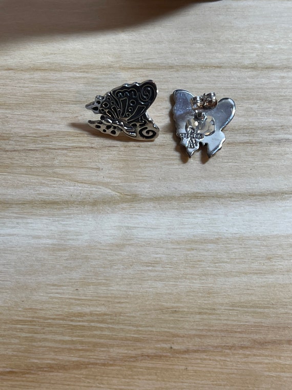 Taxco Sterling Silver 925 Butterfly earrings - image 3