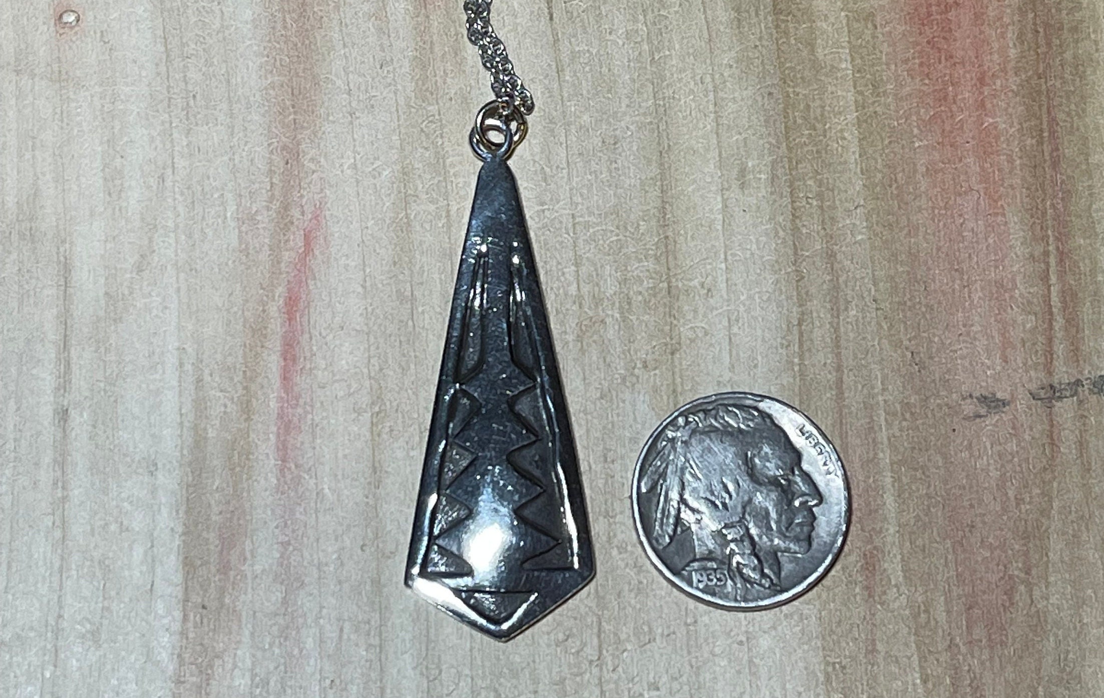 Vintage Native American Navajo Stamped Design Sterling Pendant