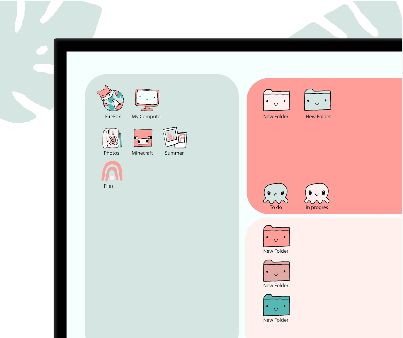 Wallpaper Desktop Organizer 4K 68 icons file cute summer Etsy Polska