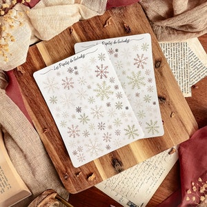 Grande planche de stickers flocons d'hiver- rouge et vert