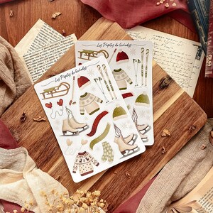 Grande planche de stickers Hiver Givré - rouge et vert