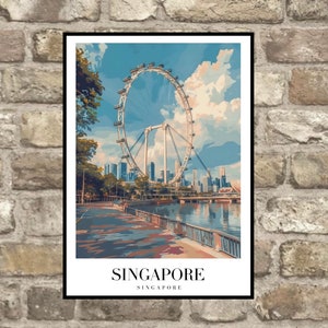 Singapore  Print, Singapore Travel Print, Singapore Poster, Framed or Unframed, A5 to A0 - 35 Different sizes to choose from