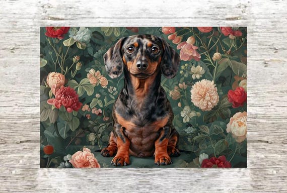 Vibrant Dachshund Print, Dachshund Print, Dachshund  Poster, Framed or Unframed, A5 to A0