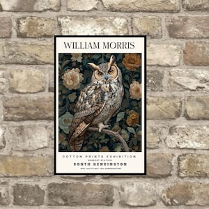 William Morris Owl Exhibition Print, William Morris Print, Owl Print, Framed or Unframed, A5 to A0 - 35 Different sizes to choose from