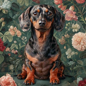 Impresión vibrante de perro salchicha, impresión de perro salchicha, póster de perro salchicha, enmarcado o sin enmarcar, tamaño A5 a A0 imagen 2