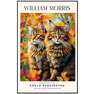 William Morris Maine Coons Exhibition Print, William Morris Print, Maine Coons Print, Framed or Unframed, A5 to A0