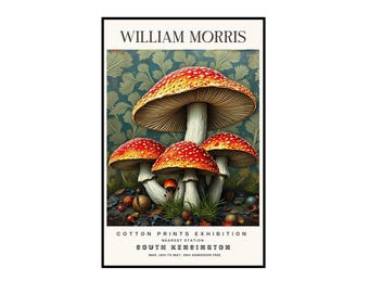 William Morris Toadstool Exhibition Print, William Morris Print, Toadstool Print, Framed or Unframed, A5 to A0, Toadstools