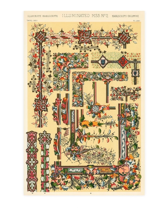 Illuminated Manuscript Print, Owen Jones, the Grammer of Ornament