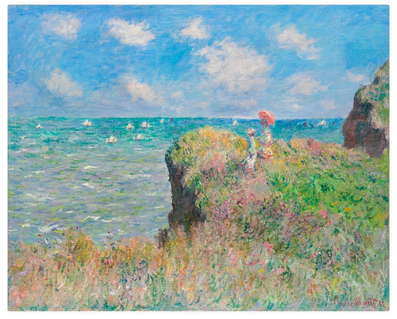 Monet Cliff Walk at Pourville Print, Monet Print , Cliff Walk at ...