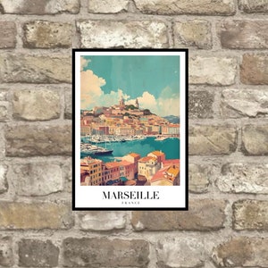 Marseille Print, Marseille Travel Print, Marseille Poster, Framed or Unframed, A5 to A0 - 35 Different sizes to choose from