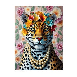Fashionista Leopard Print, Leopard print , Leopard With pearls print, Framed or Unframed, A5 to A0 - 35 Different sizes to choose from