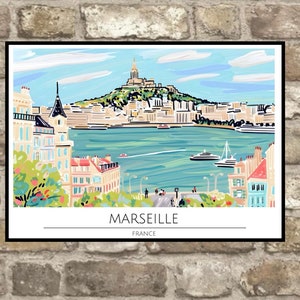 Marseille Travel Print, Marseille  Print, Travel Print, Framed or Unframed, A5 to A0, Marseille - 35 Different sizes to choose from