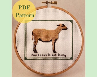 Sheep - Barbados Black Belly Sheep - Counted Cross Stitch Pattern - Instant Download PDF - Brown Sheep Pattern