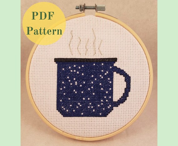 Cross Stitch Pattern Pdf Coffee Cup Instant Download 