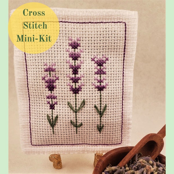 Lavender Sachet - Counted Cross Stitch Mini-Kit - Dried Lavender