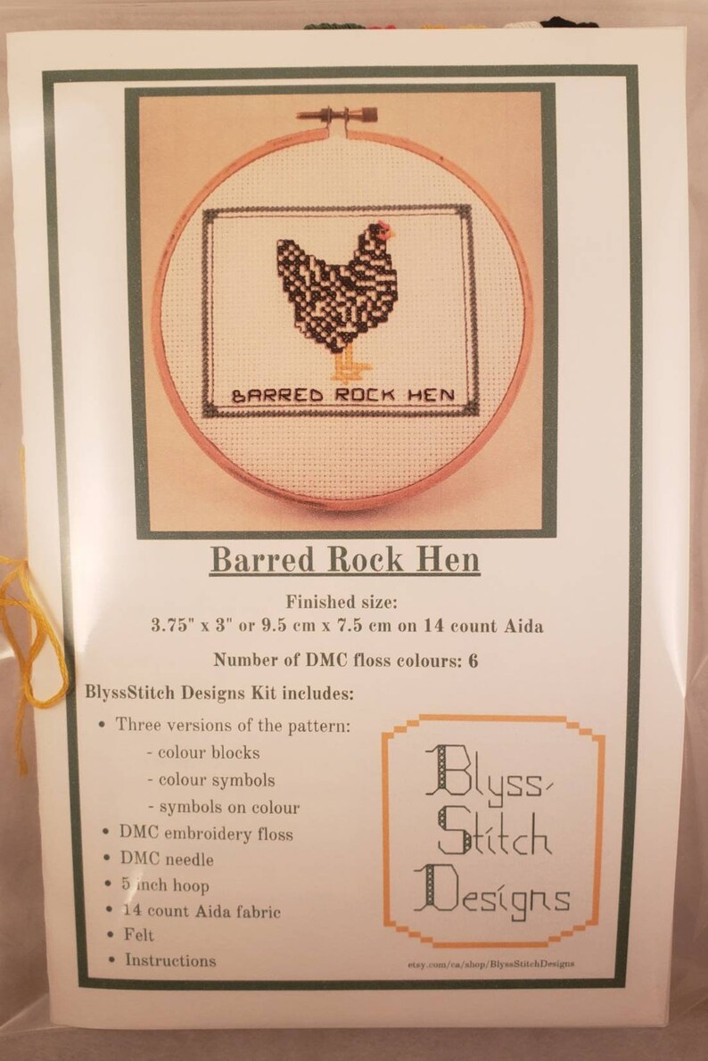 Hen - Barred Rock Hen - Counted Cross Stitch Kit - Black and White ...