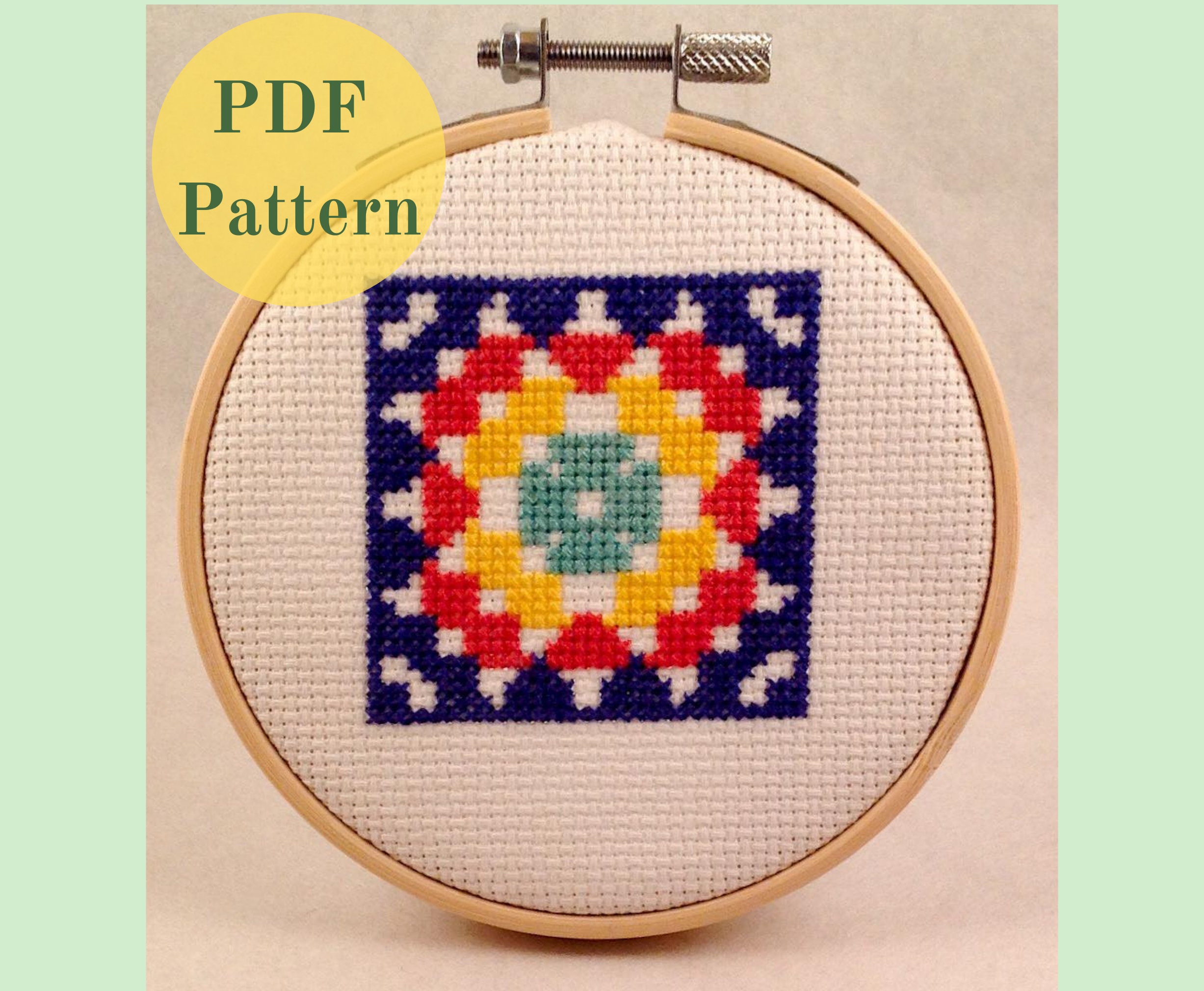 Retro Granny Square - Counted Cross Stitch Pattern - Instant