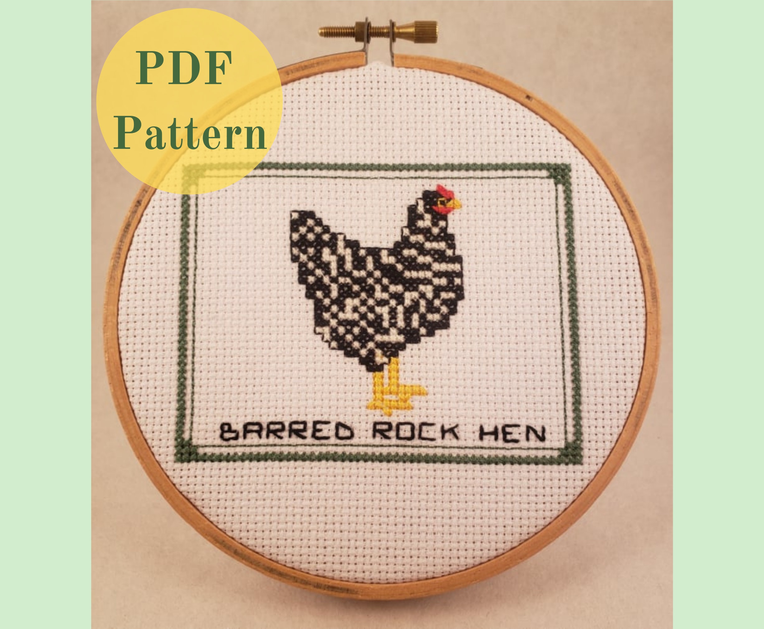 Hen - Barred Rock Hen - Counted Cross Stitch Pattern - Instant Download ...