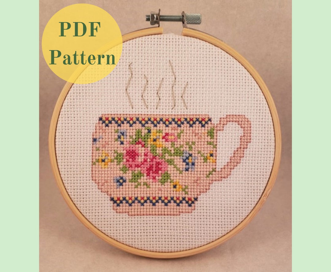 Tea Mug - Counted Cross Stitch Pattern - Instant Download PDF - What ...